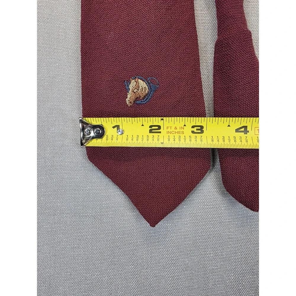 Vintage Resilio Lambswool Tie Maroon Horse‎ Head Lasso Equestrian Classic Office